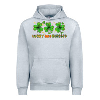 Heather Grey St. Patrick's Day lucky and blessed Urban Hoodie - HowdyJamesFarm