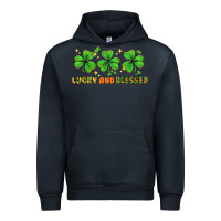 Navy St. Patrick's Day lucky and blessed Urban Hoodie - HowdyJamesFarm