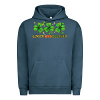 Pigment Midnight Navy St. Patrick's Day lucky and blessed Urban Hoodie - HowdyJamesFarm