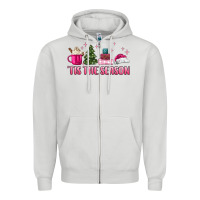 Dove Grey tis the season pink christmas Zipper Hoodie - MaliasSmallBusiness