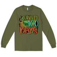 Army Green i survived 100 days Long Sleeve Tee - MaliasSmallBusiness