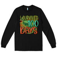 Black i survived 100 days Long Sleeve Tee - MaliasSmallBusiness