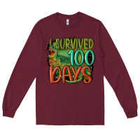 Burgundy i survived 100 days Long Sleeve Tee - MaliasSmallBusiness