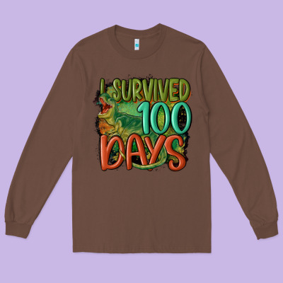 I Survived 100 Days Long Sleeve Tee Designed By Maliassmallbusiness