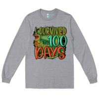 Heather Grey i survived 100 days Long Sleeve Tee - MaliasSmallBusiness