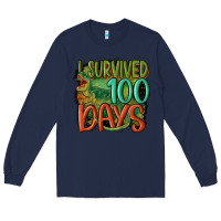 Navy i survived 100 days Long Sleeve Tee - MaliasSmallBusiness