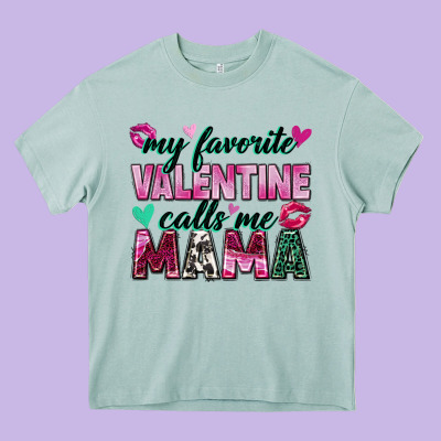 My Favorite Valentine Calls Me Mama Heavy Core Tee Designed By Zillion Design Studio