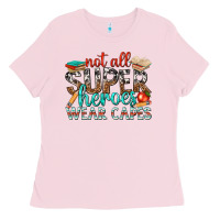 Bubblegum Pink not all superheroes wear capes with books Ladies Tee - texasbilliewilder