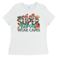 White not all superheroes wear capes with books Ladies Tee - texasbilliewilder