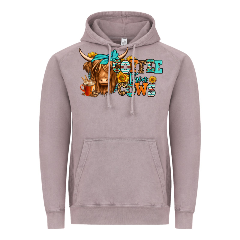 Coffee Then Cows Longhaired Cow Vintage Hoodie by Jasminsmagicworld | Teevron