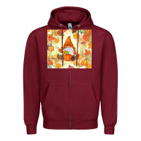 Burgundy fall gnome Zipper Hoodie - MaliasSmallBusiness