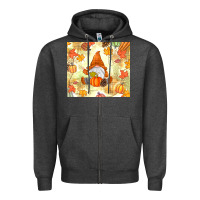 Charcoal Heather fall gnome Zipper Hoodie - MaliasSmallBusiness