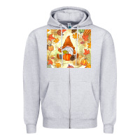 Heather Grey fall gnome Zipper Hoodie - MaliasSmallBusiness