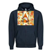 Navy fall gnome Zipper Hoodie - MaliasSmallBusiness