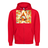 Red fall gnome Zipper Hoodie - MaliasSmallBusiness
