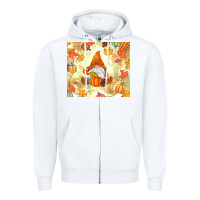 White fall gnome Zipper Hoodie - MaliasSmallBusiness