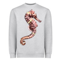 Heather Grey pink seahorse Heavyweight Sweatshirt - LillyAllenDesigns