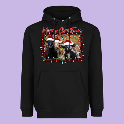 Merry Christmas Cows Heavyweight Hoodie Designed By Bettercallsaul