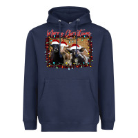 Navy Merry Christmas Cows Heavyweight Hoodie - Bettercallsaul