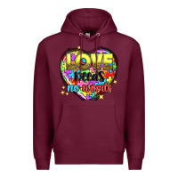 Burgundy love needs no words Premium Hoodie - NancyCooperArtShop