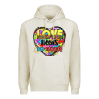 Oatmeal Heather love needs no words Premium Hoodie - NancyCooperArtShop