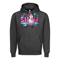 Charcoal Heather up to snow good pink christmas winter snowman Zipper Hoodie - MaliasSmallBusiness
