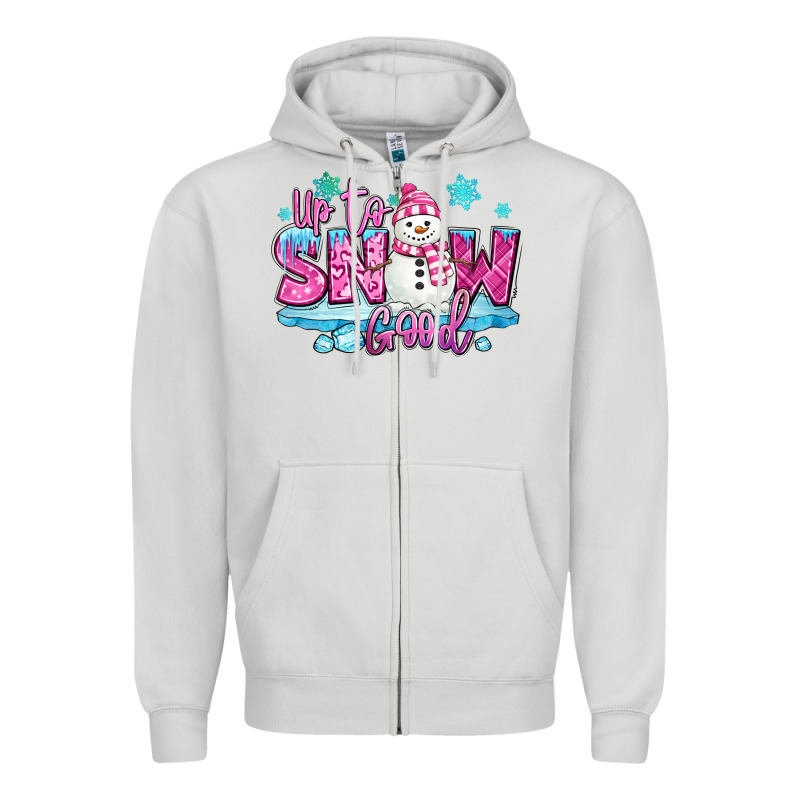 Up To Snow Good Pink Christmas Winter Snowman Zipper Hoodie by MaliasSmallBusiness | Teevron