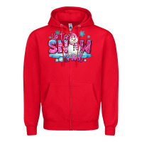 Red up to snow good pink christmas winter snowman Zipper Hoodie - MaliasSmallBusiness