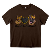 Chocolate Brown peace love shepherd Heavy Core Tee - RanaPortraitStore