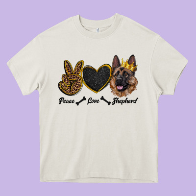 Peace Love Shepherd Heavy Core Tee Designed By Ranaportraitstore