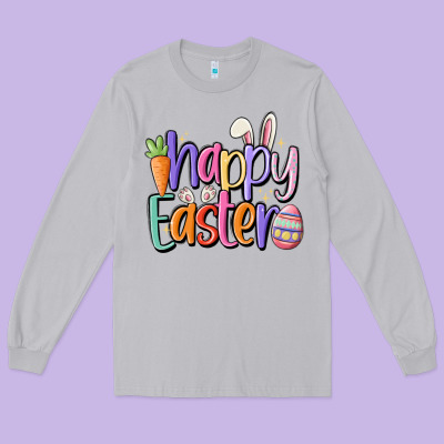 Happy Easter Long Sleeve Tee Designed By Maliassmallbusiness