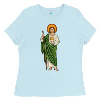 Baby Blue san judas Ladies Tee - JahusDesignShop