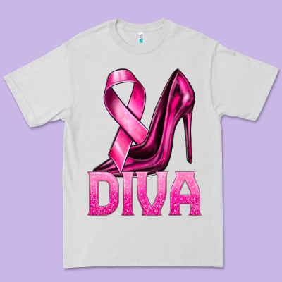 Breast Cancer Diva Ribbon And Heels Premium Tee Designed By Texasbilliewilder