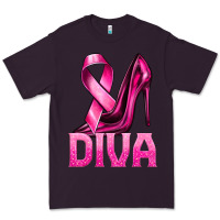 Plum Breast Cancer Diva Ribbon and Heels Premium Tee - texasbilliewilder