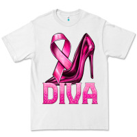 White Breast Cancer Diva Ribbon and Heels Premium Tee - texasbilliewilder