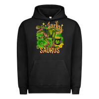 Pigment Black St. Patrick's day lucky Saurus Urban Hoodie - HowdyJamesFarm