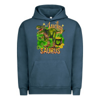Pigment Midnight Navy St. Patrick's day lucky Saurus Urban Hoodie - HowdyJamesFarm