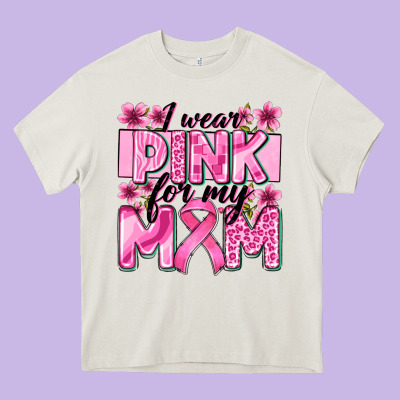 I Wear Pink For My Mom Heavy Core Tee Designed By Zillion Design Studio