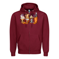 Burgundy nightmare coffee cups Zipper Hoodie - MaliasSmallBusiness