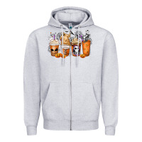 Heather Grey nightmare coffee cups Zipper Hoodie - MaliasSmallBusiness