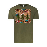 Vintage Olive Christmas trees leopard Vintage Tee - AdoDesignShop