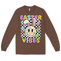 Chestnut easter vibes smiley face Long Sleeve Tee - MaliasSmallBusiness