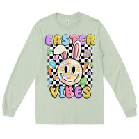 Matcha easter vibes smiley face Long Sleeve Tee - MaliasSmallBusiness