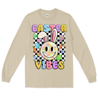 Mushroom easter vibes smiley face Long Sleeve Tee - MaliasSmallBusiness