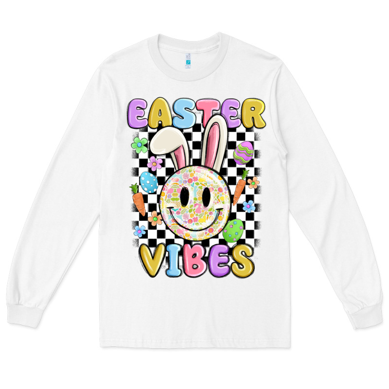 Easter Vibes Smiley Face Long Sleeve Tee by MaliasSmallBusiness | Teevron