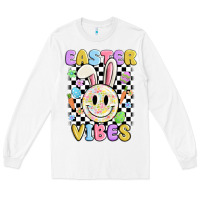 White easter vibes smiley face Long Sleeve Tee - MaliasSmallBusiness