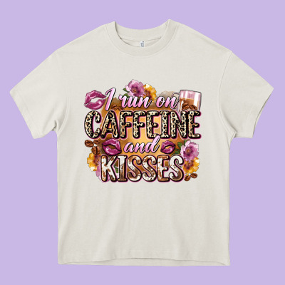 I Run On Caffeine And Kisses Heavy Core Tee Designed By Zillion Design Studio