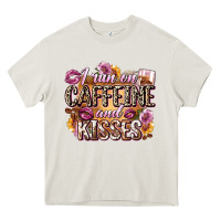 Cream i run on caffeine and kisses Heavy Core Tee - Zillion Design Studio