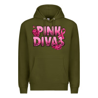 Army Green Pink Divas Breast Cancer Premium Hoodie - NancyCooperArtShop