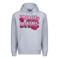 Heather Grey Pink Divas Breast Cancer Premium Hoodie - NancyCooperArtShop